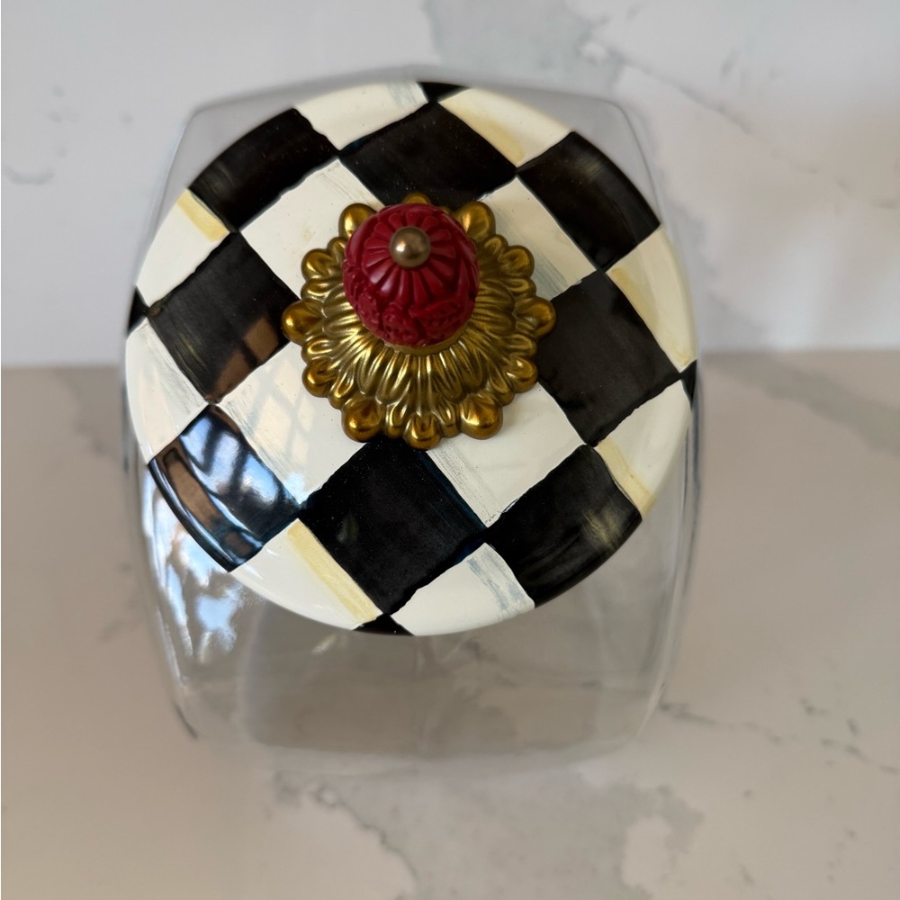 Mackenzie Childs Courtly Check Cookie Jar.
